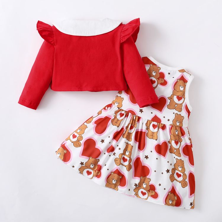 Bisounours 2 Pieces Bebe Fille Rouge Amour Coeur Ours Imprime A Volants Haut A Manches Longues Avec Sans Manches Nœud Papillon Robe Ensemble Uniquement 16 99 Patpat Us Mobile