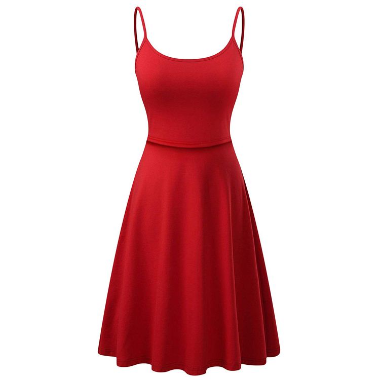 Casual Nursing Slip Dress Red