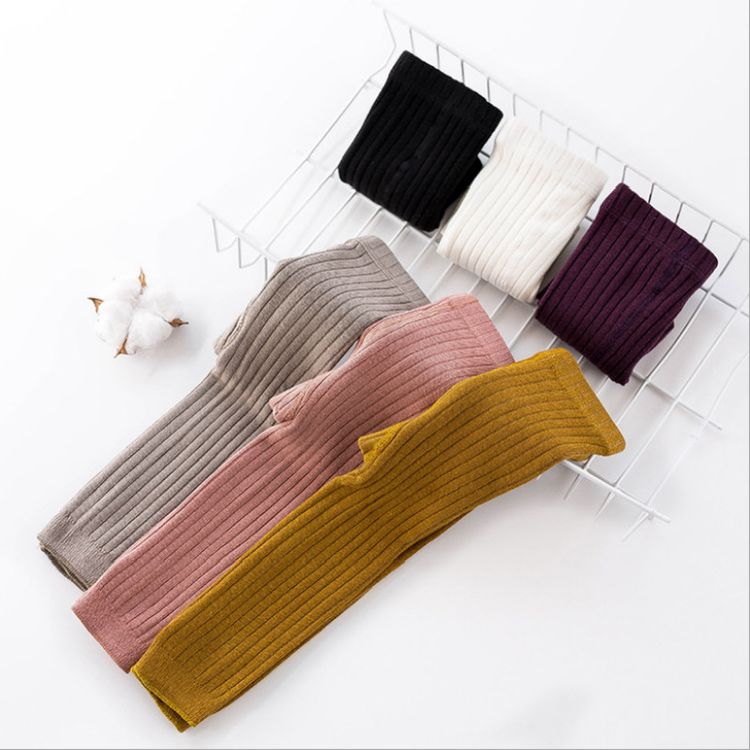 Multi Color Solid Baby Tights Leggings White