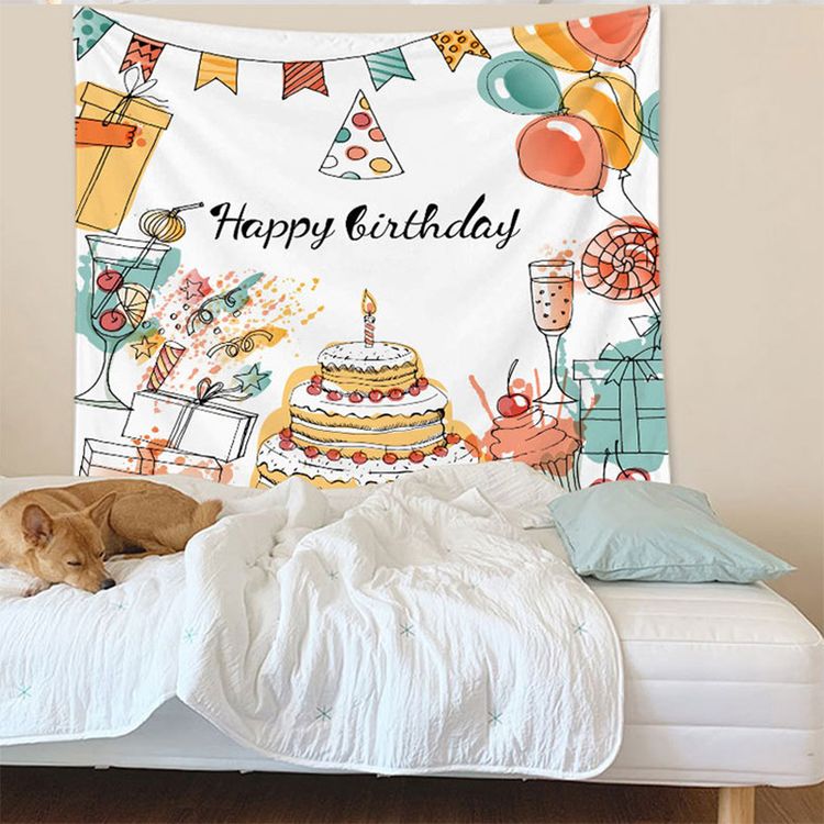 Joyeux Anniversaire Gateau Impression Toile De Fond Tapisserie Tissu Fete D Anniversaire Decoration Fond Decoration Murale Avec Crochet Uniquement 5 99 Patpat Fr Mobile