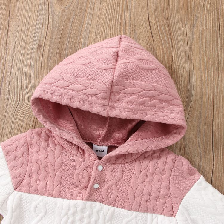 2-piece Toddler Girl/Boy Colorblock Hoodie Sweatshirt and Pants Set Pink