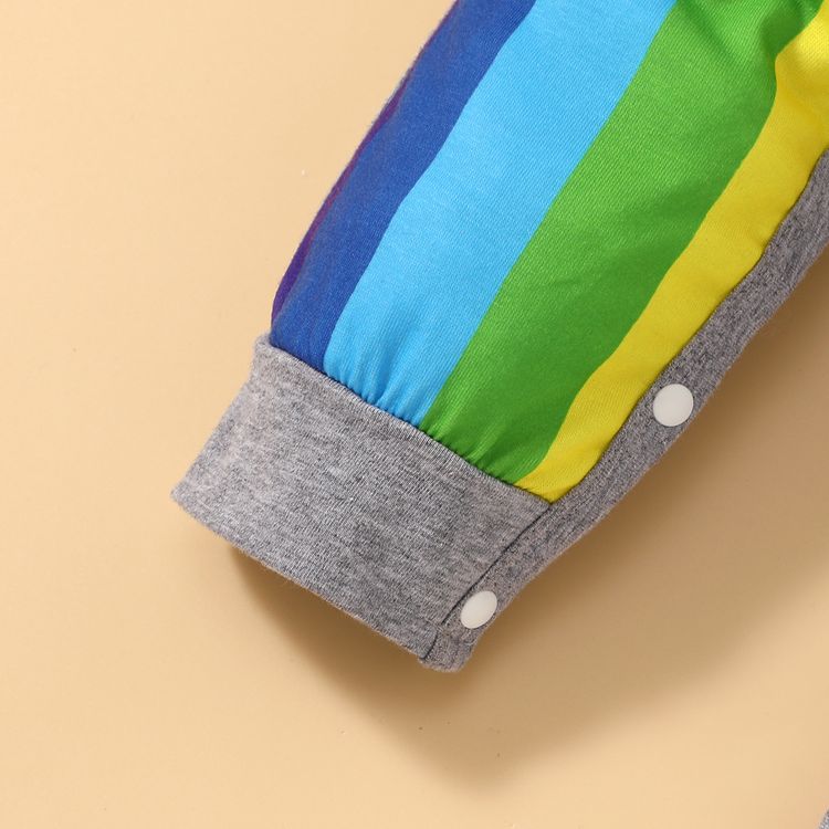 Baby Boy/Girl 95% Cotton Short-sleeve Rainbow Bear & Letter Print Jumpsuit Grey