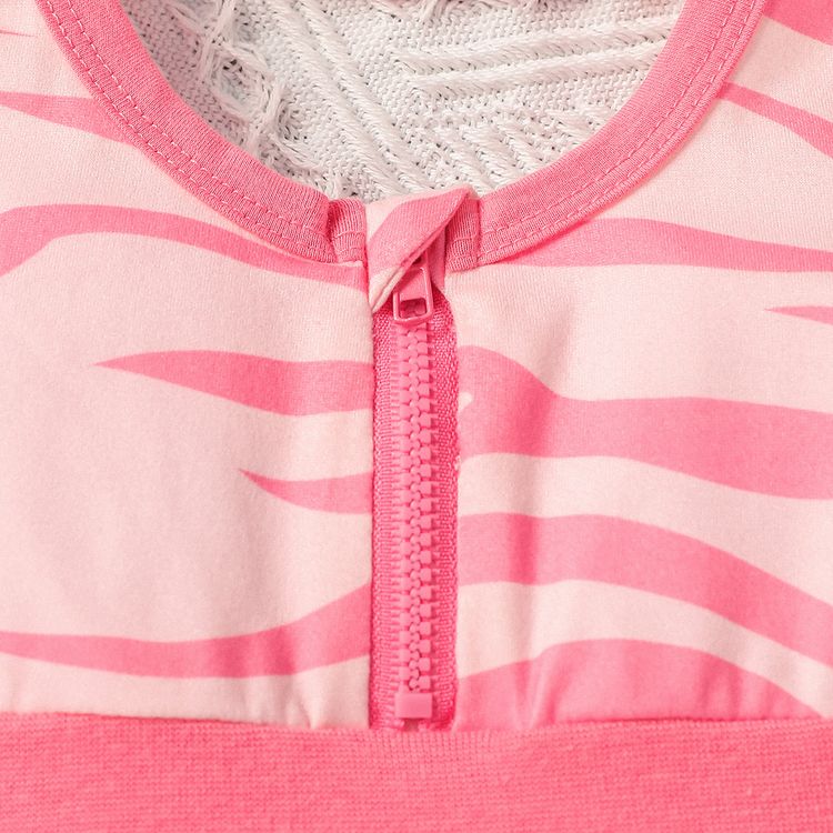 Baby Girl All Over Pink Zebra Print Halter Neck Zipper Sleeveless Dress Pink