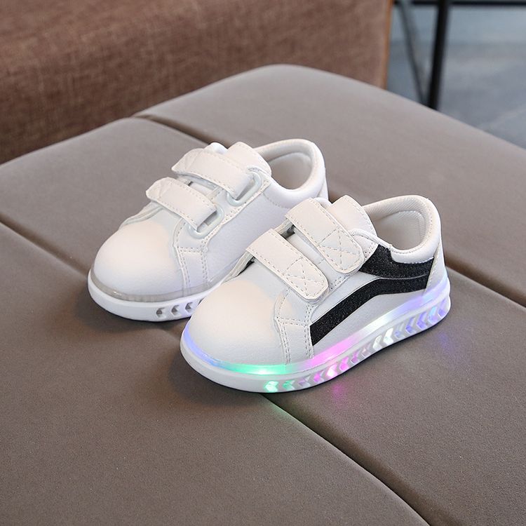 Baby/ Toddler's Sequin Stripe LED Sneaker Black