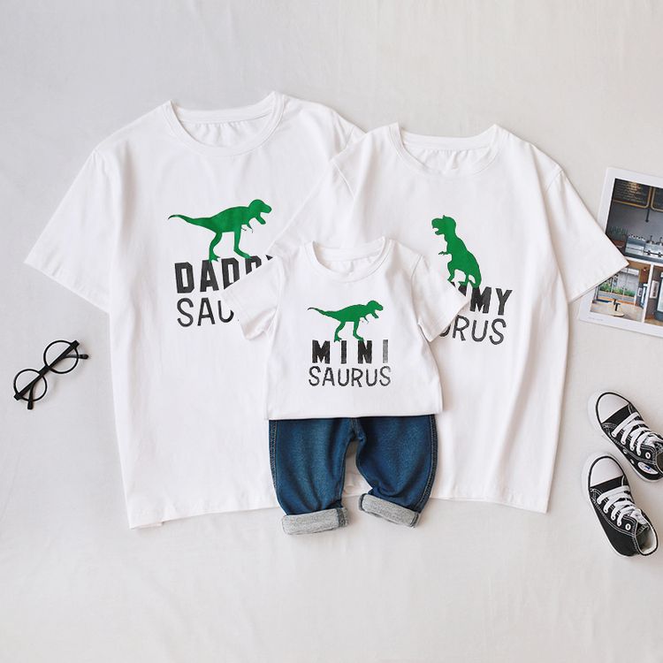 Dinosaur Print Family Matching White 
