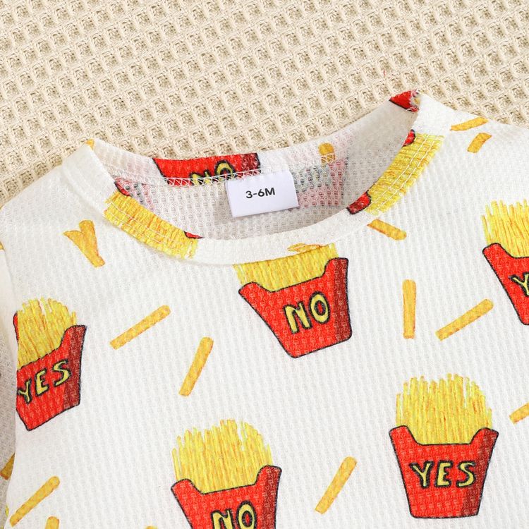 フライドポテト全体に2個の赤ちゃんがプリント長袖トップと綿100 デニムジーンズセット 1 3 54patpat Asia移動のみ