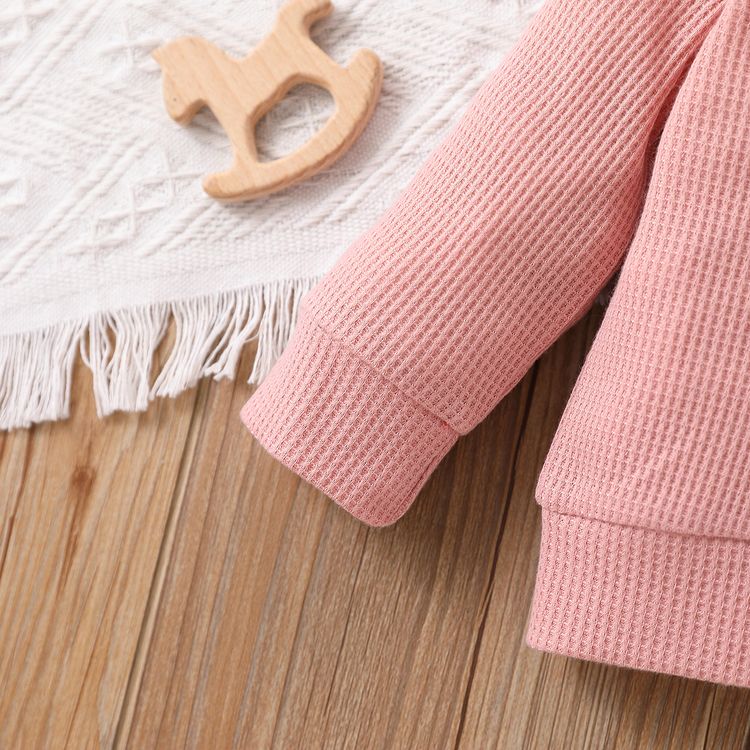 Baby Boy/Girl Rainbow Pattern Waffle Long-sleeve Pullover Sweatshirt Pink