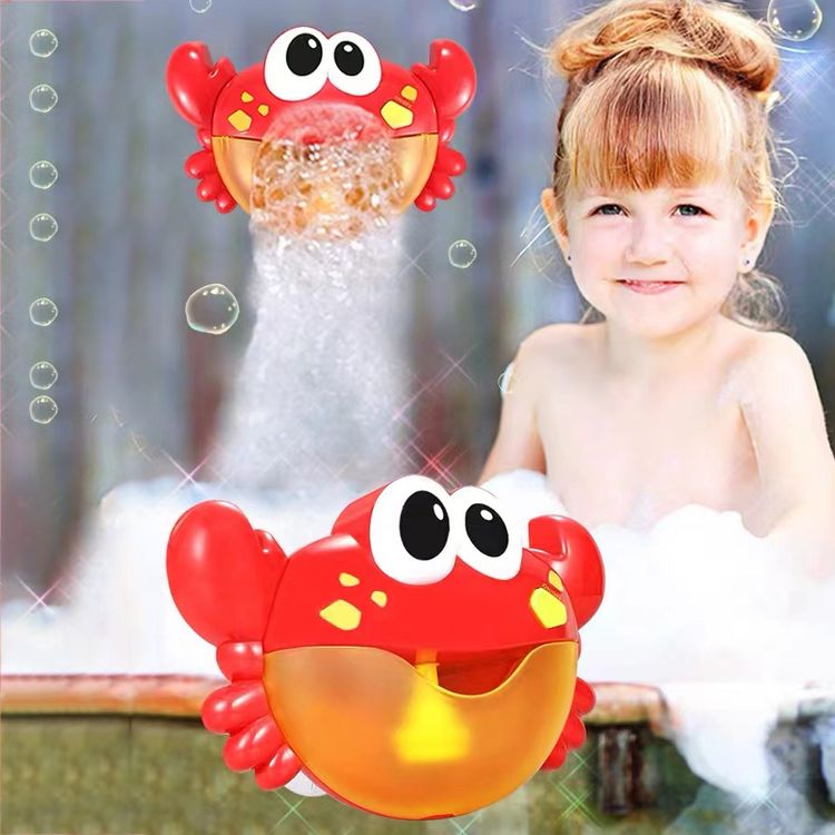 Baby Bath Bubble Crab Toy Bathtub Bubble Toy Bubble Maker with Nursery Rhyme Baby Kids Happy Bath Time Red