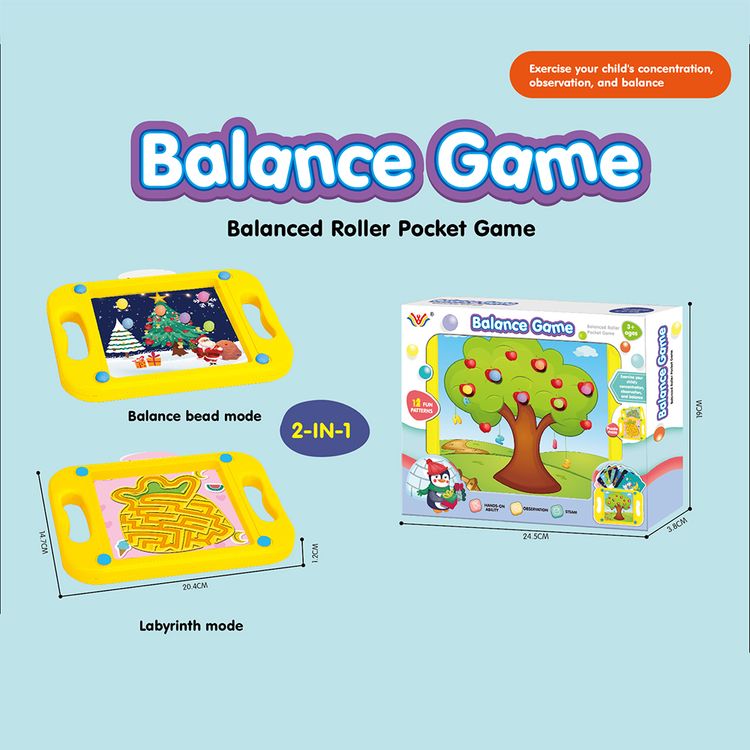 2 In 1 Kids Maze Rolling Ball Toys Handheld Balance Ball Board Pocket Games Color-A