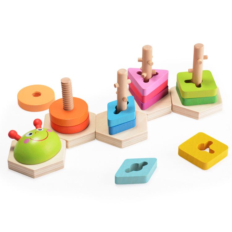 HOT SALE Baby Toys Colorful Wooden Blocks Toddler Kids Early Educational Toys Color-A