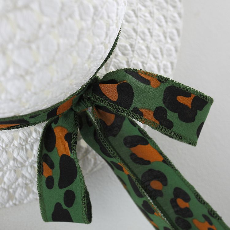 100% Cotton 2pcs Baby Girl Green Leopard Square Neck Sleeveless Bowknot Dress with Hat Set Green