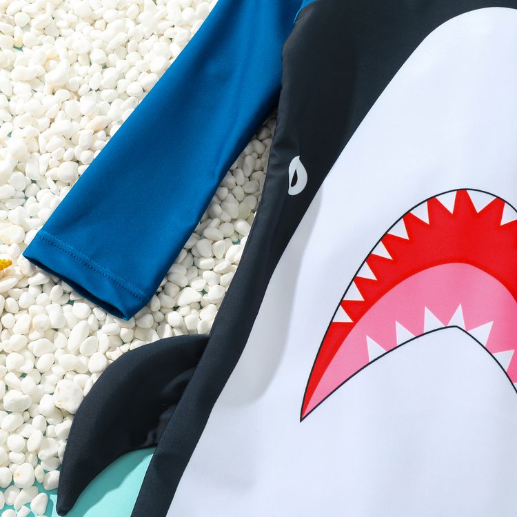 2pcs幼児男の子遊び心のあるサメプリントジッパーワンピース水着とキャップセット 952 71patpat Asia移動のみ