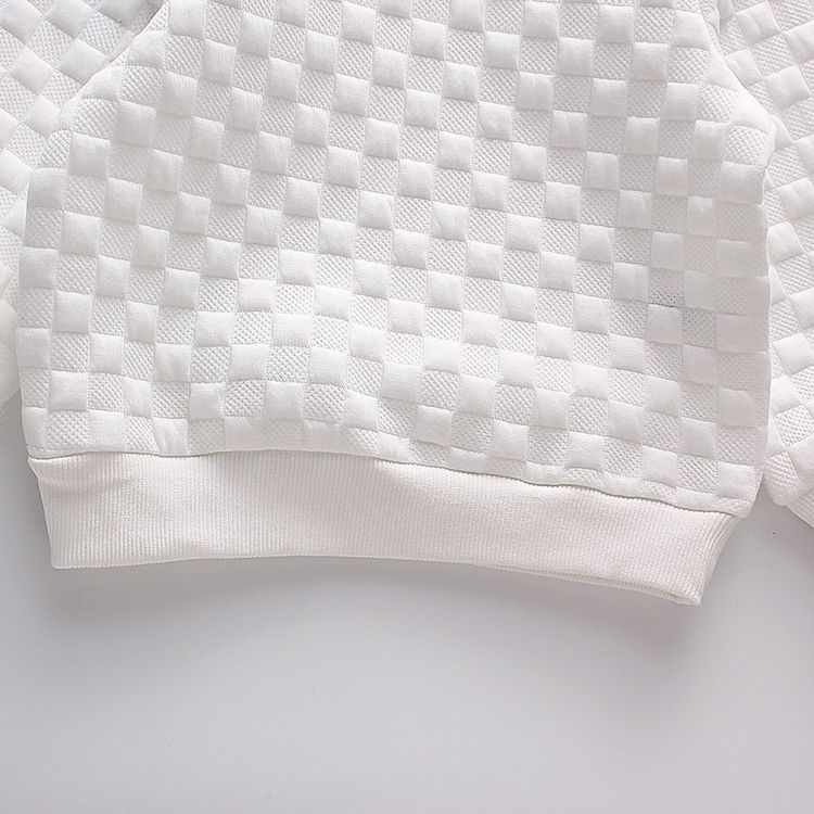 Toddler Boy Textured White Pullover Sweatshirt White