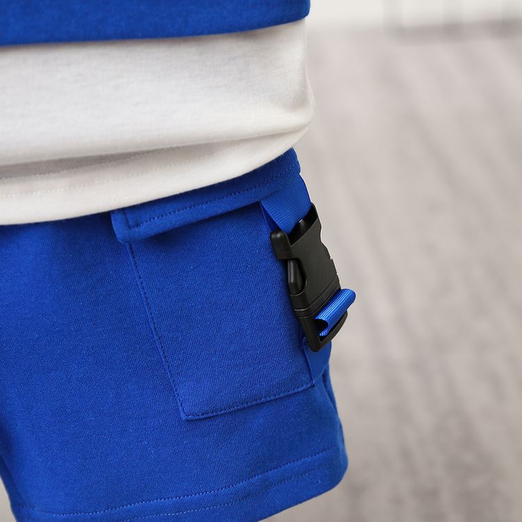 2pcs Toddler Boy Trendy Faux-two Pocket Design Tee and Shorts Set royalblue