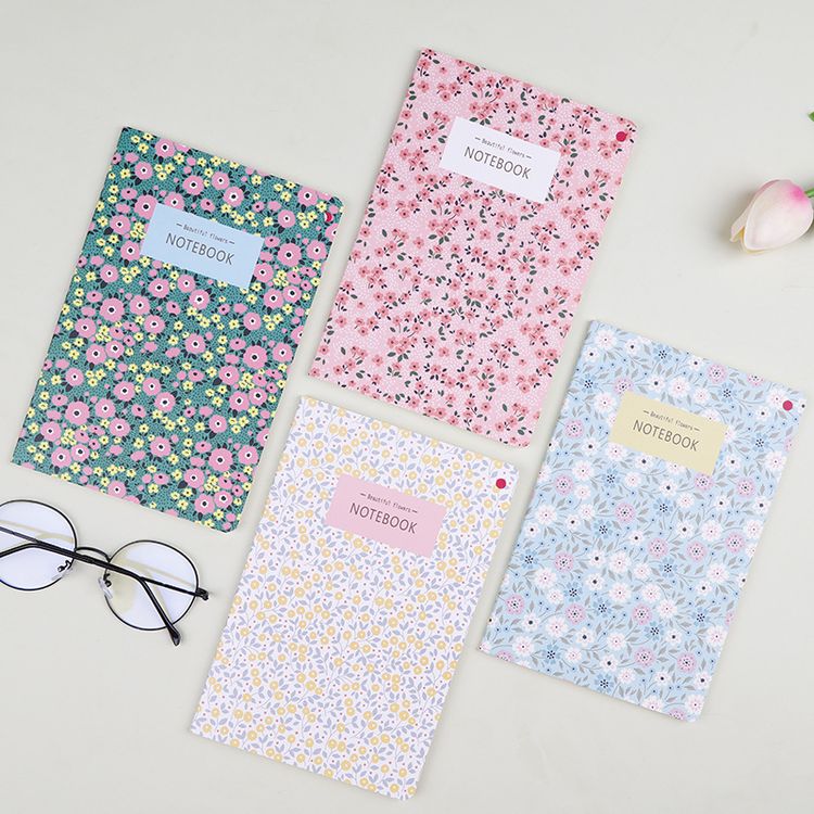 Floral Notebook Creative Colorful Flower Patterns A5 Notebook Homework Composition Notebook Daily Notepad Pale Green