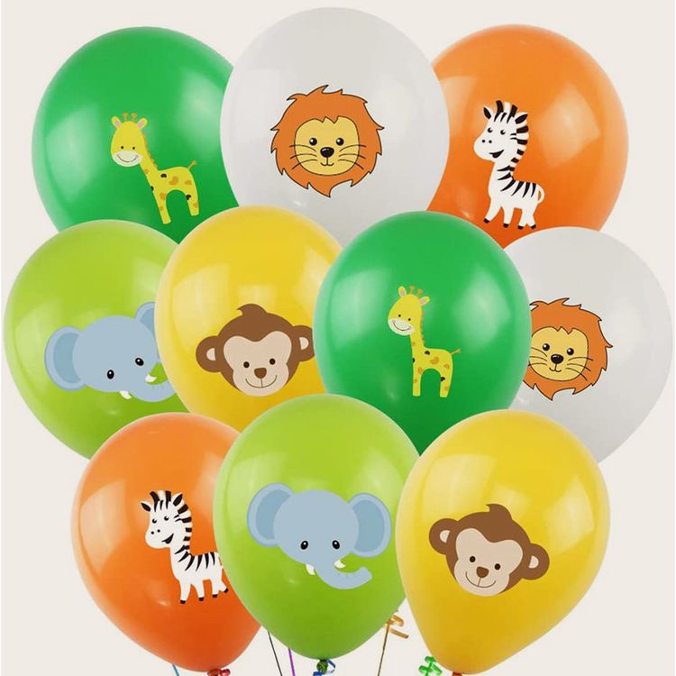 50-pack Animal Graphic Balloons Animal Theme Party Latex Balloons for Birthday Baby Showers Party Supplies Multi-color