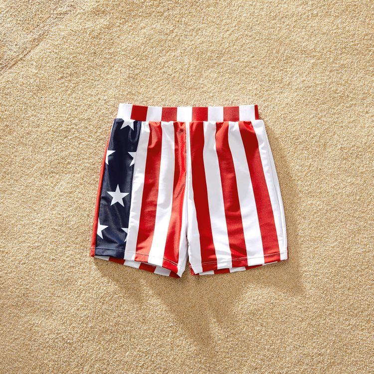 Red Stripe Stars Flag One-piece Family Matching Swimsuits Multi-color
