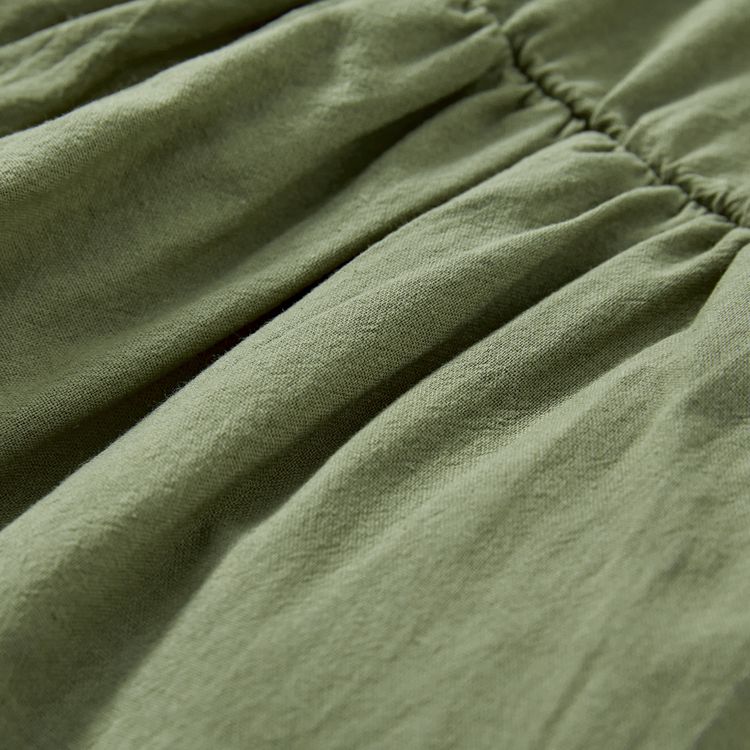 Black and Green Solid Splice Print Sling Rompers(Ruffle Tank Romper for Baby Girl) Army green