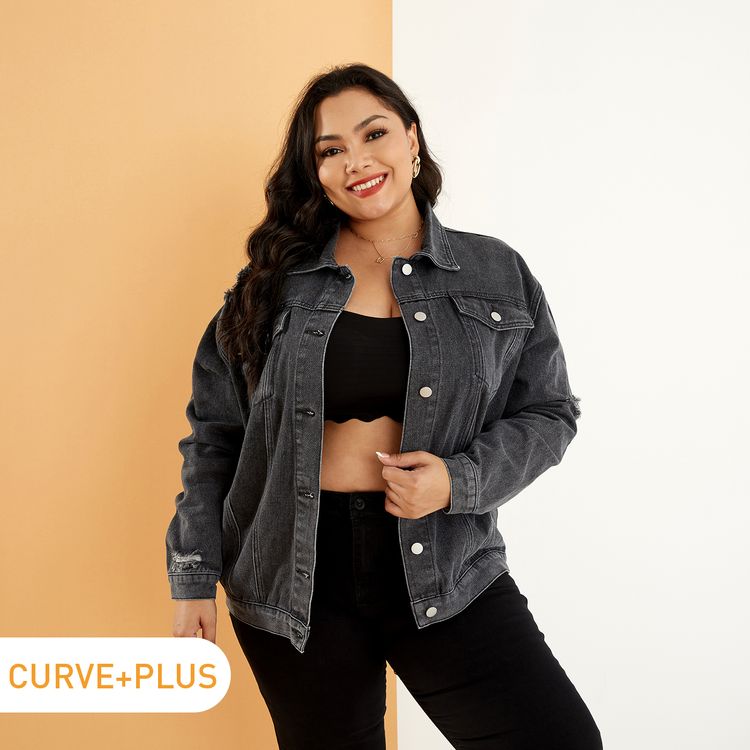 black jean jacket womens plus