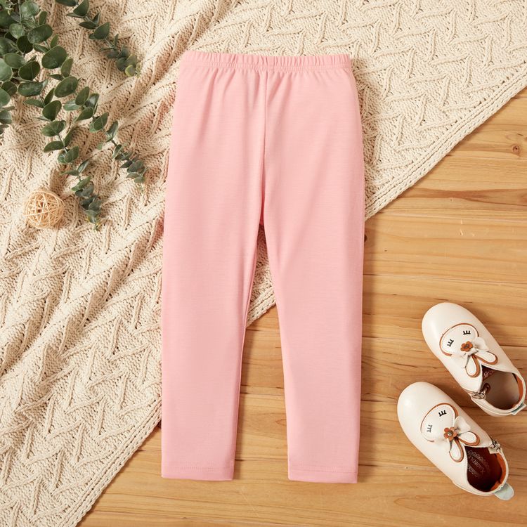 Toddler Girl Casual Elasticized Solid Color Leggings Pink