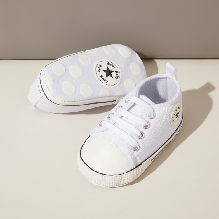 Baby / Toddler Stars Graphic Elastic Shoelaces Prewalker Shoes White