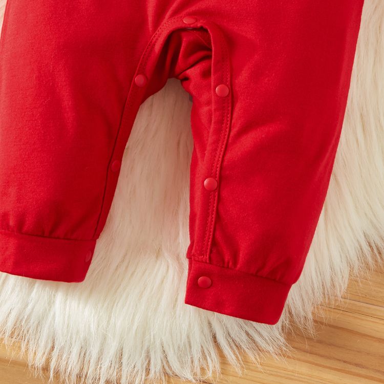 New Year Letter and Number Print Red Baby/Girl Long-sleeve Jumpsuit Red