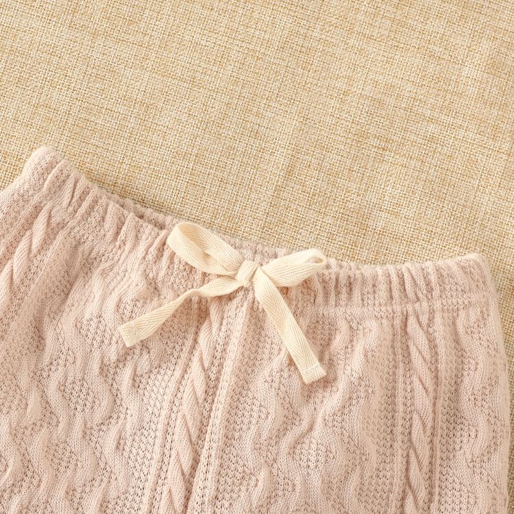 Baby Boy/Girl Solid Long-sleeve Top and Trousers Set Beige