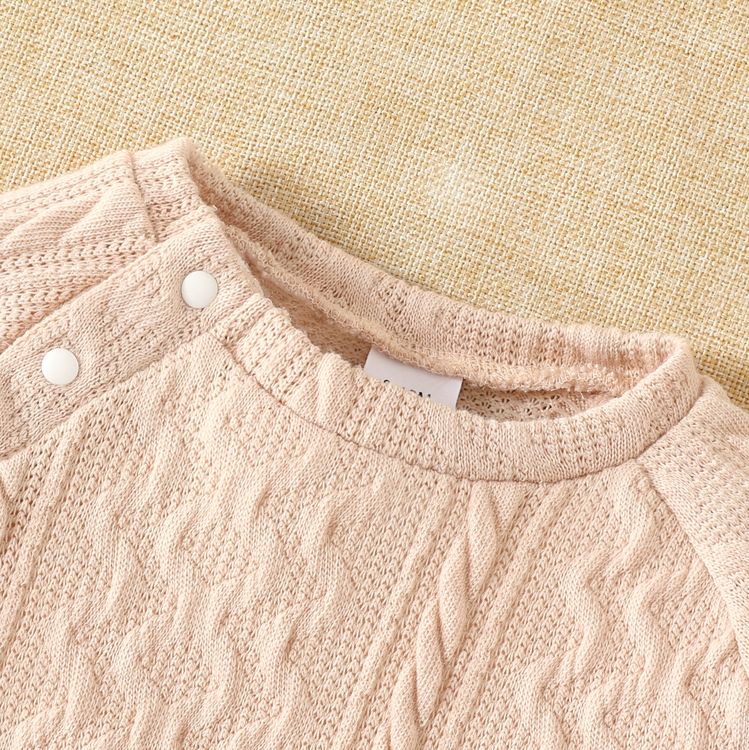 Baby Boy/Girl Solid Long-sleeve Top and Trousers Set Beige