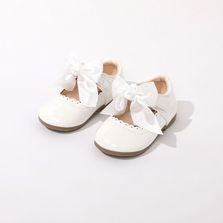 Toddler / Kid Wavy Edge Bow Ribbon Decor White Princess Shoes White
