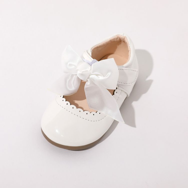Toddler / Kid Wavy Edge Bow Ribbon Decor White Princess Shoes White