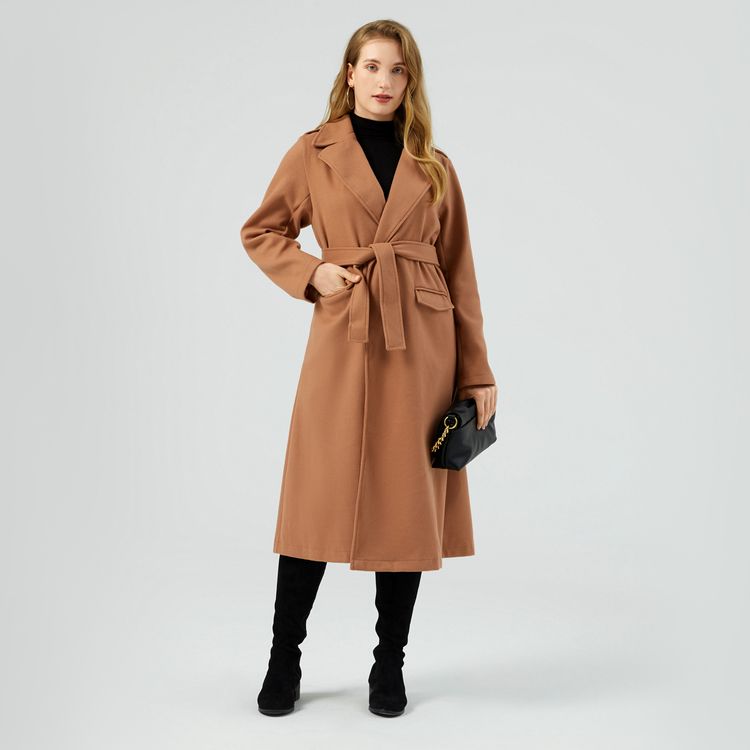 khaki belted coat
