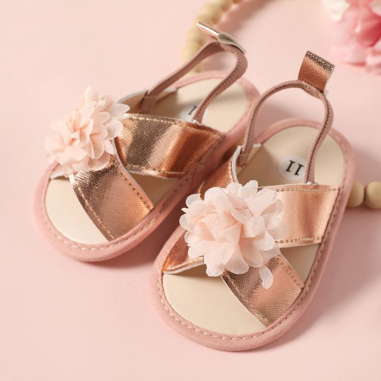Baby / Toddler Floral Decor Open Toe Slingback Sandals Prewalker Shoes Pink