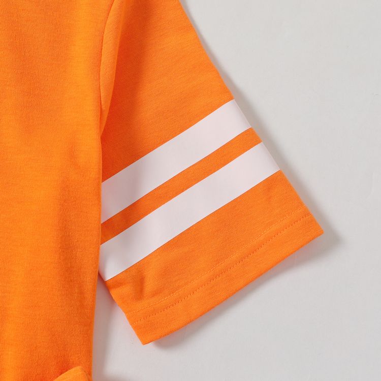 2-piece Kid Boy Striped Short-sleeve Tee and Elasticized Shorts Casual Set Orange