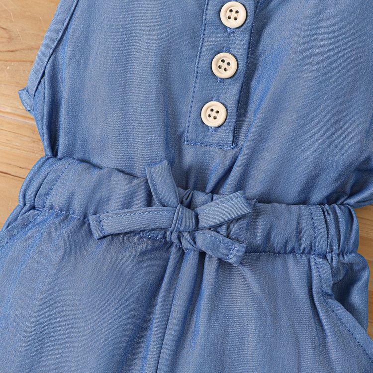 Baby Boy/Girl Light Blue Imitation Denim Sleeveless Button Up Jumpsuit Light Blue