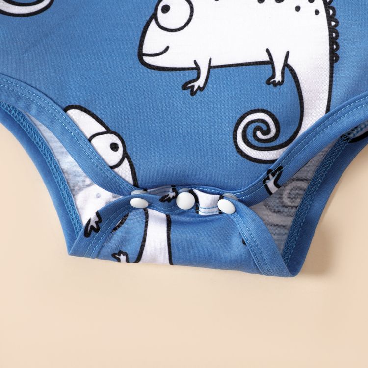 Baby Boy All Over Animal Print V Neck Button Up Sleeveless Tank Romper CIGARETTEASH