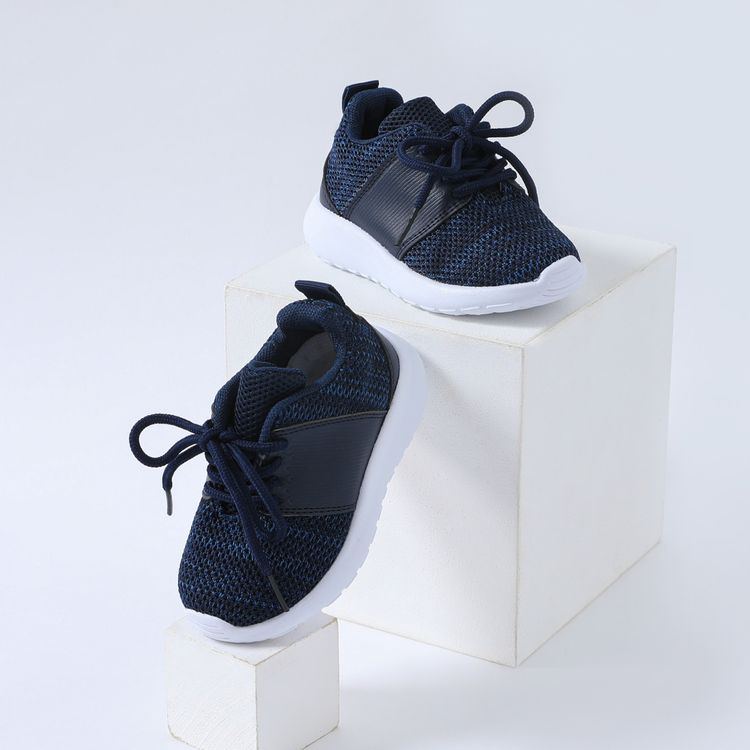 Toddler / Kid Breathable Mesh Panel Lace-up Sneakers Navy