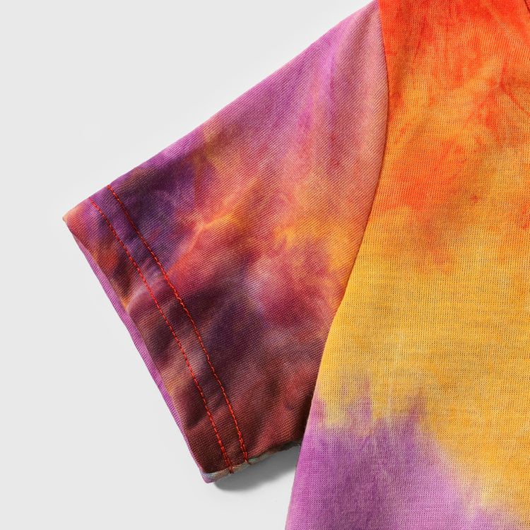 Family Matching Tie Dye Sleeveless Tank Dresses and Short-sleeve T-shirts Sets Colorful