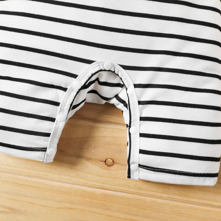Baby Boy Striped Button Up Short-sleeve Jumpsuit White