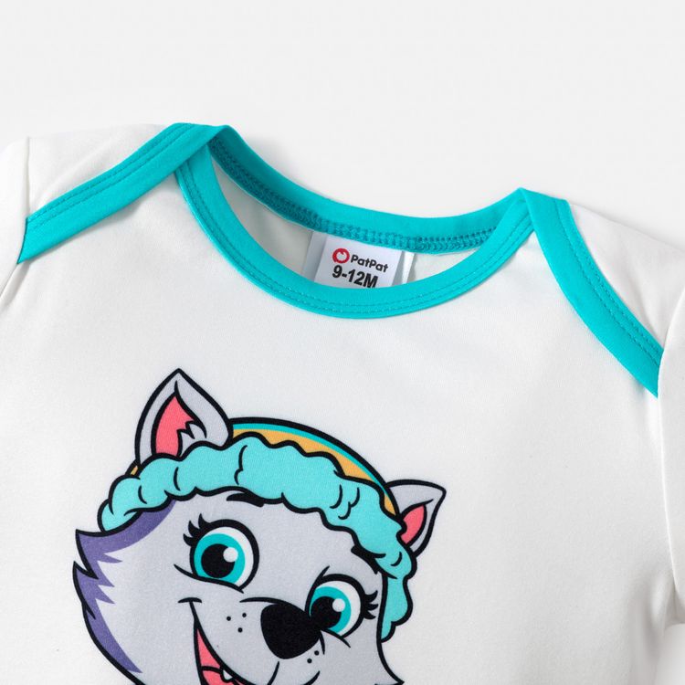 PAW Patrol Little Boy/Girl Cartoon Dog and Letter Print Colorblock Short-sleeve Romper Turquoise