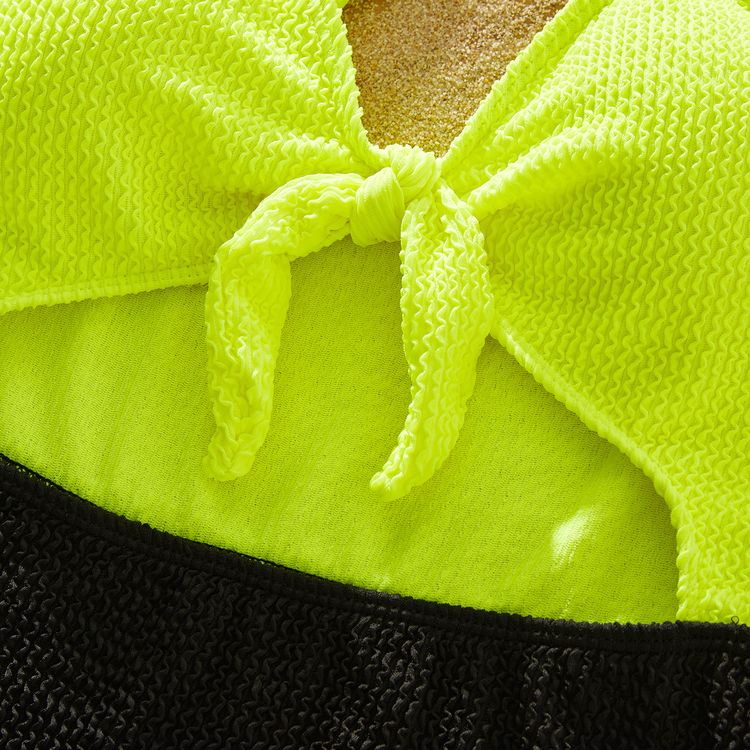 Family Matching Textured Colorblock Swim Trunks Shorts and Spaghetti Strap V Neck One-Piece Swimsuit ColorBlock