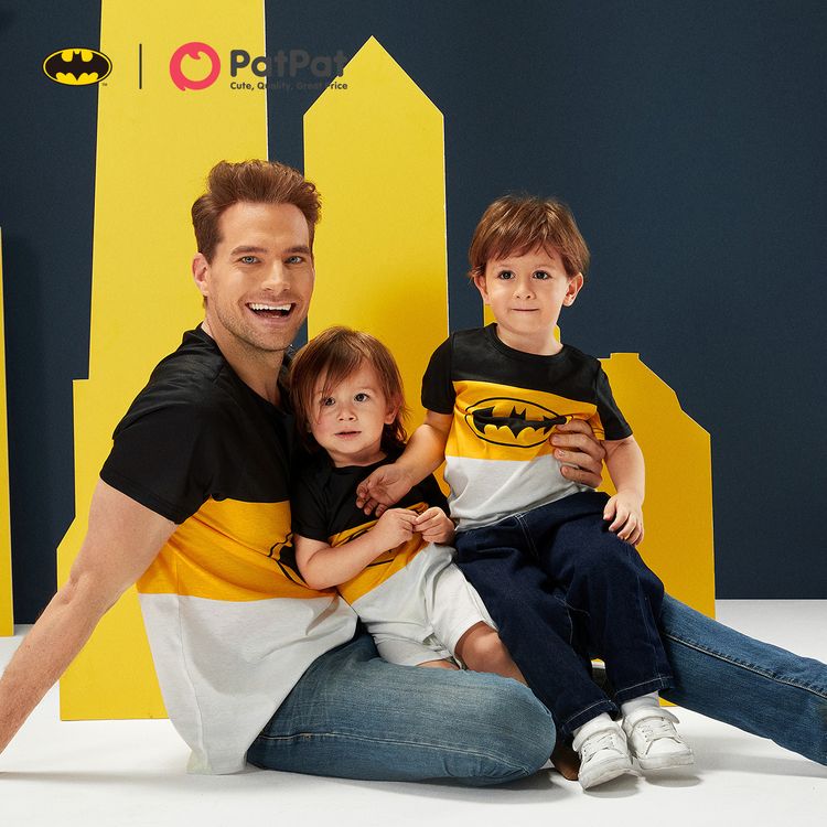 Batman Graphic Colorblock Short-sleeve T-shirts for Dad and Me BlackandWhite
