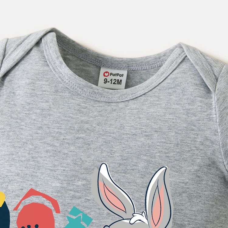Looney Tunes Baby Boy/Girl Cotton Short-sleeve Graphic Jumpsuit Light Grey