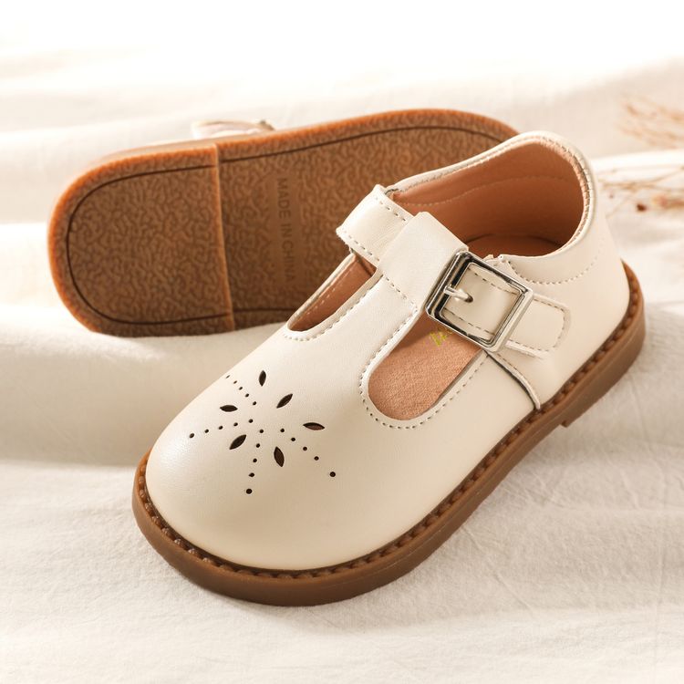 Toddler / Kid Buckle Velcro Hollow Out Princess Shoes Beige