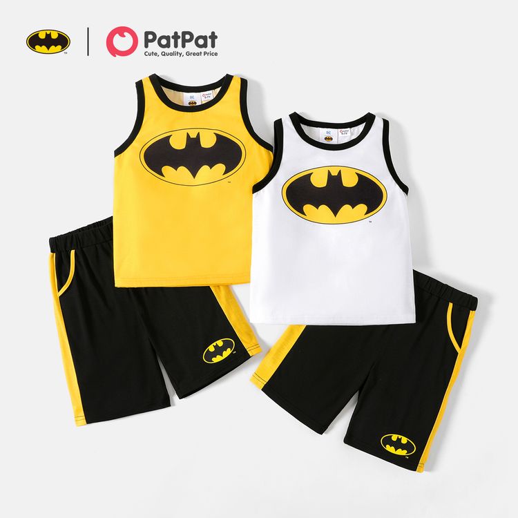 Batman 2-piece Kid Boy Colorblock Tank Top and Shorts Set White