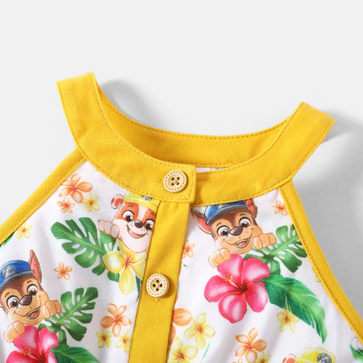 PAW Patrol Toddler Girl Floral Print Button Design Halter Romper Colorful