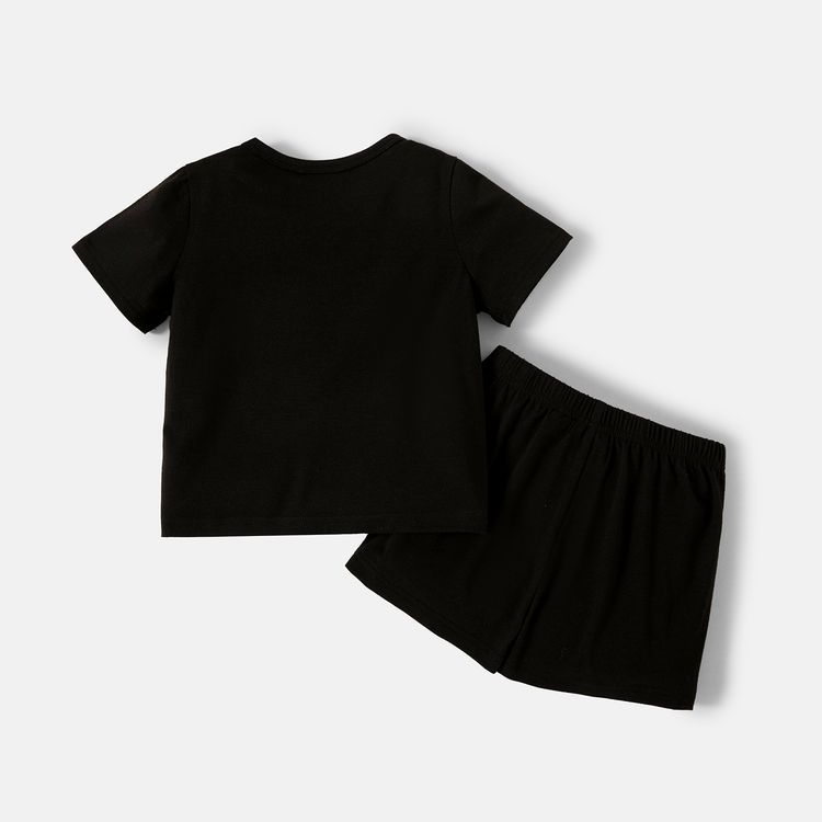 Batman 2pcs Toddler Boy Figure Print Short-sleeve Black Tee and Letter Print Elasticized Shorts Set Black
