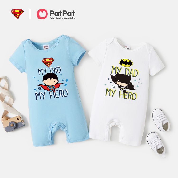 Superman Father's Day Baby Boy/Girl 100% Cotton Graphic Short-sleeve Romper White