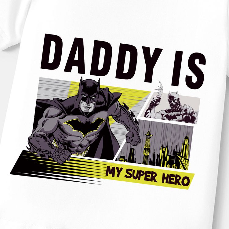 Justice League Toddler Boy/Girl Father's Day Letter Print Short-sleeve CottonTee White