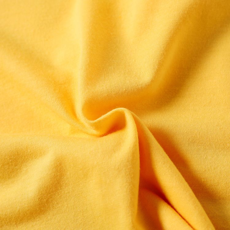 Kid Girl Letter Print Solid Color Pocket Design Hooded Short-sleeve Dress Pale Yellow