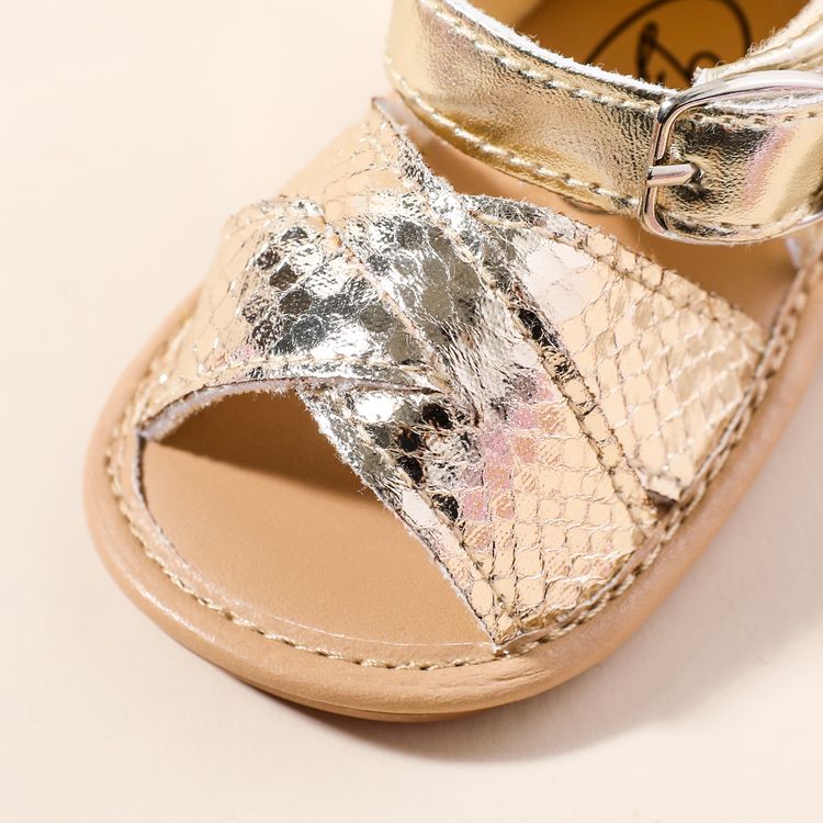 Baby / Toddler Glossy Crisscross Vamp Open Toe Sandals Prewalker Shoes Gold